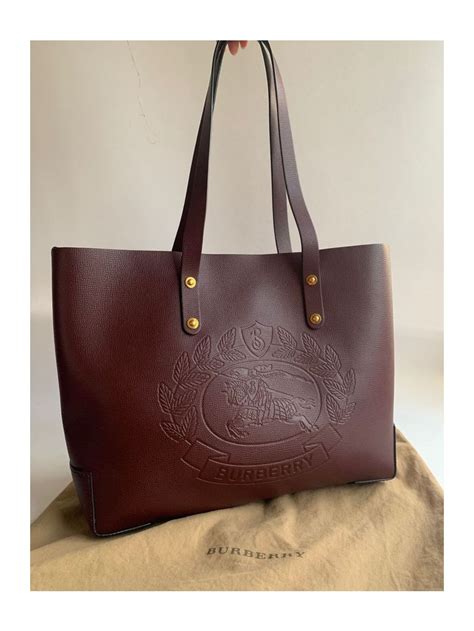 burberry embossed crest leather tote|Burberry leather brown tote bag.